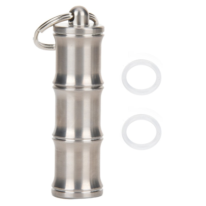 Carcasa portabila de depozitare pentru pastile, rezistenta la apa, din titan pur, Enforose, pentru camping si drumetii