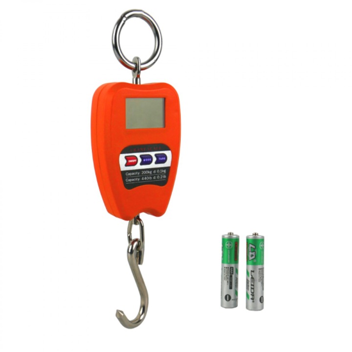 LIDER® MX951 elektronikus kézi mérleg, kapacitás 200 kg, LCD kijelző, narancssárga, pontosság 0,1 kg, elemmel működik