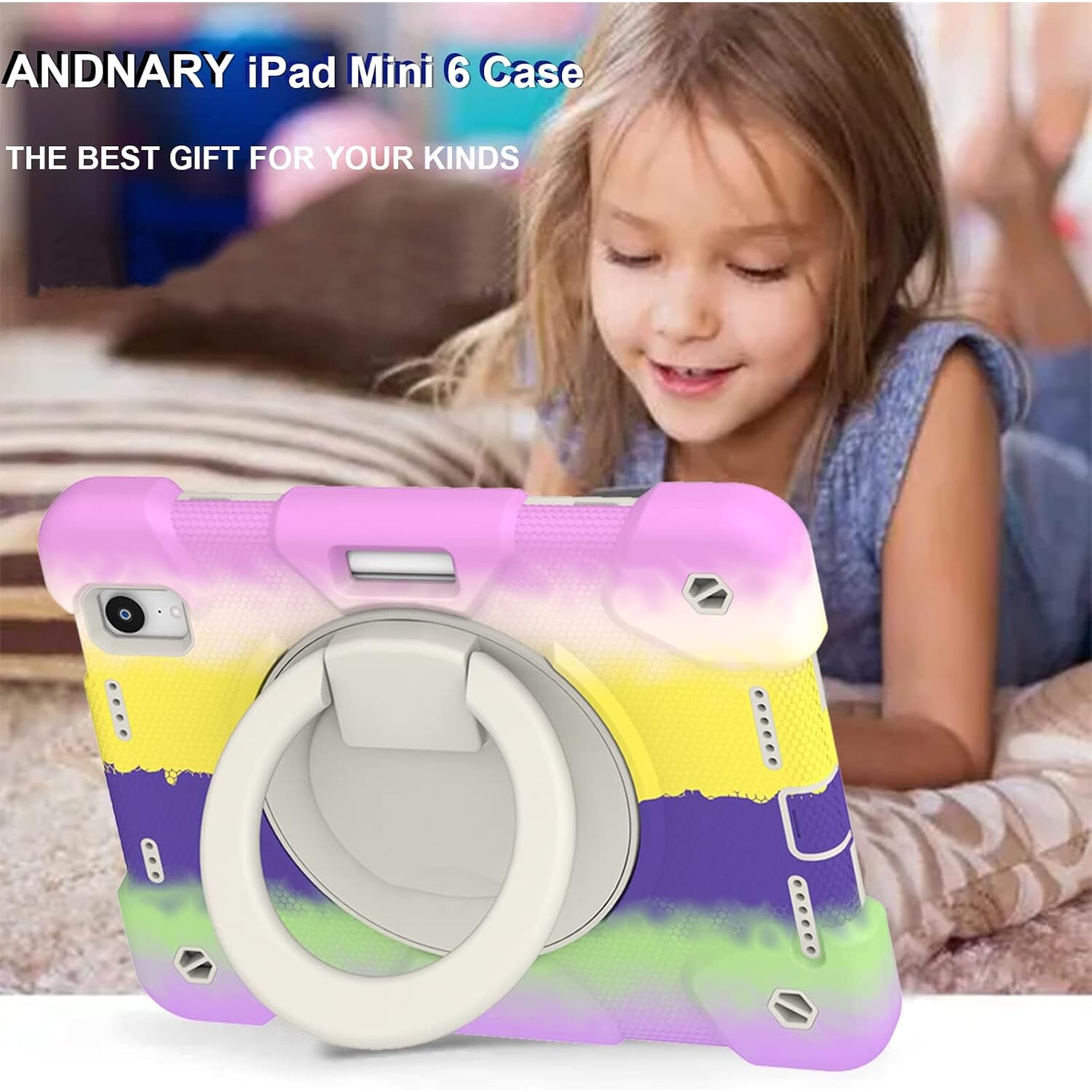 Husa premium Sigloo pentru Apple iPad Mini 7/6 (2024/2021), 8.3" – Protectie Completa, Suport Creion, Stand 360°, Maner, Curea Umar, Anti-Soc, Violet