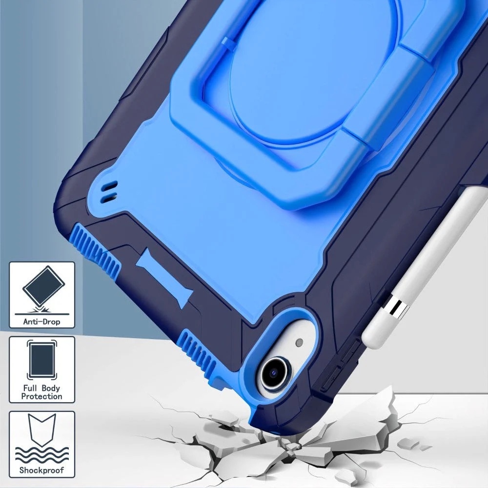 Husa premium Sigloo pentru Apple iPad Mini 7/6 (2024/2021), 8.3", Protectie Completa, Suport Creion, Stand 360°, Maner, Curea Umar, Anti-Soc, Albastru