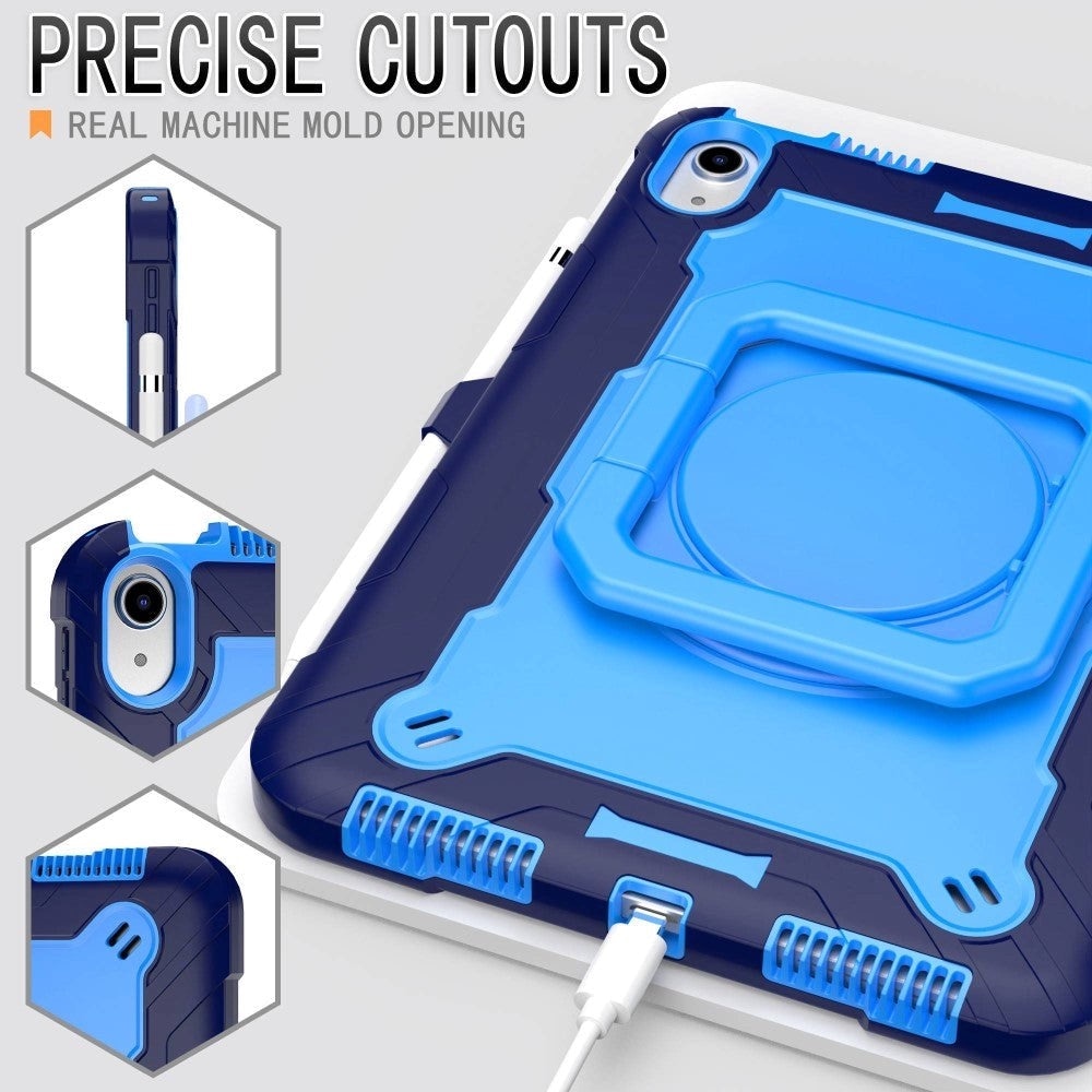 Husa premium Sigloo pentru Apple iPad Mini 7/6 (2024/2021), 8.3", Protectie Completa, Suport Creion, Stand 360°, Maner, Curea Umar, Anti-Soc, Albastru