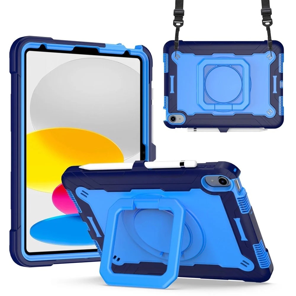 Husa premium Sigloo pentru Apple iPad Mini 7/6 (2024/2021), 8.3", Protectie Completa, Suport Creion, Stand 360°, Maner, Curea Umar, Anti-Soc, Albastru