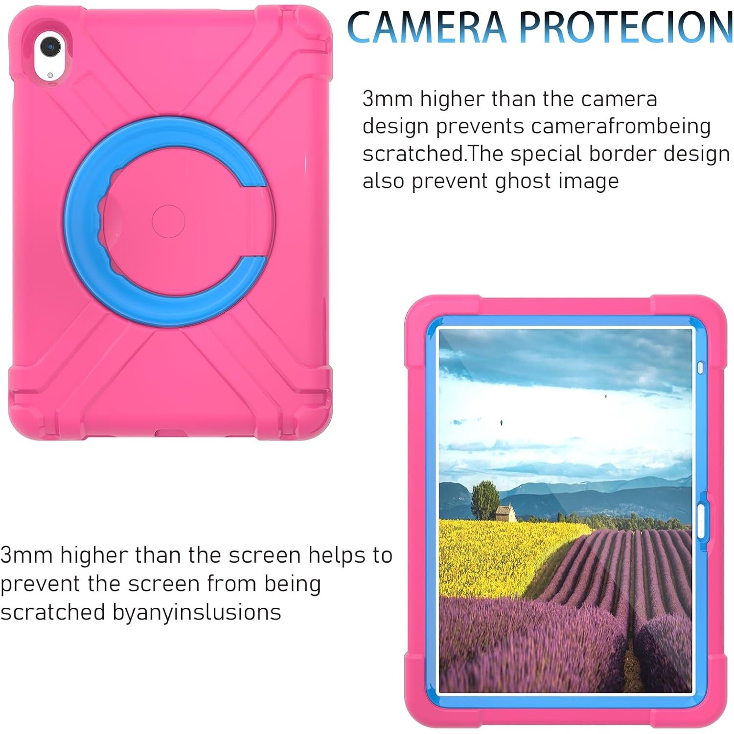 Husa Sigloo pentru tableta Apple iPad Air 11, Air 5, Air 4, (11/10.9 Inch), robusta, cu stand, usoara, rezistenta la socuri, prietenoasa cu copiii, roz rosu + albastru