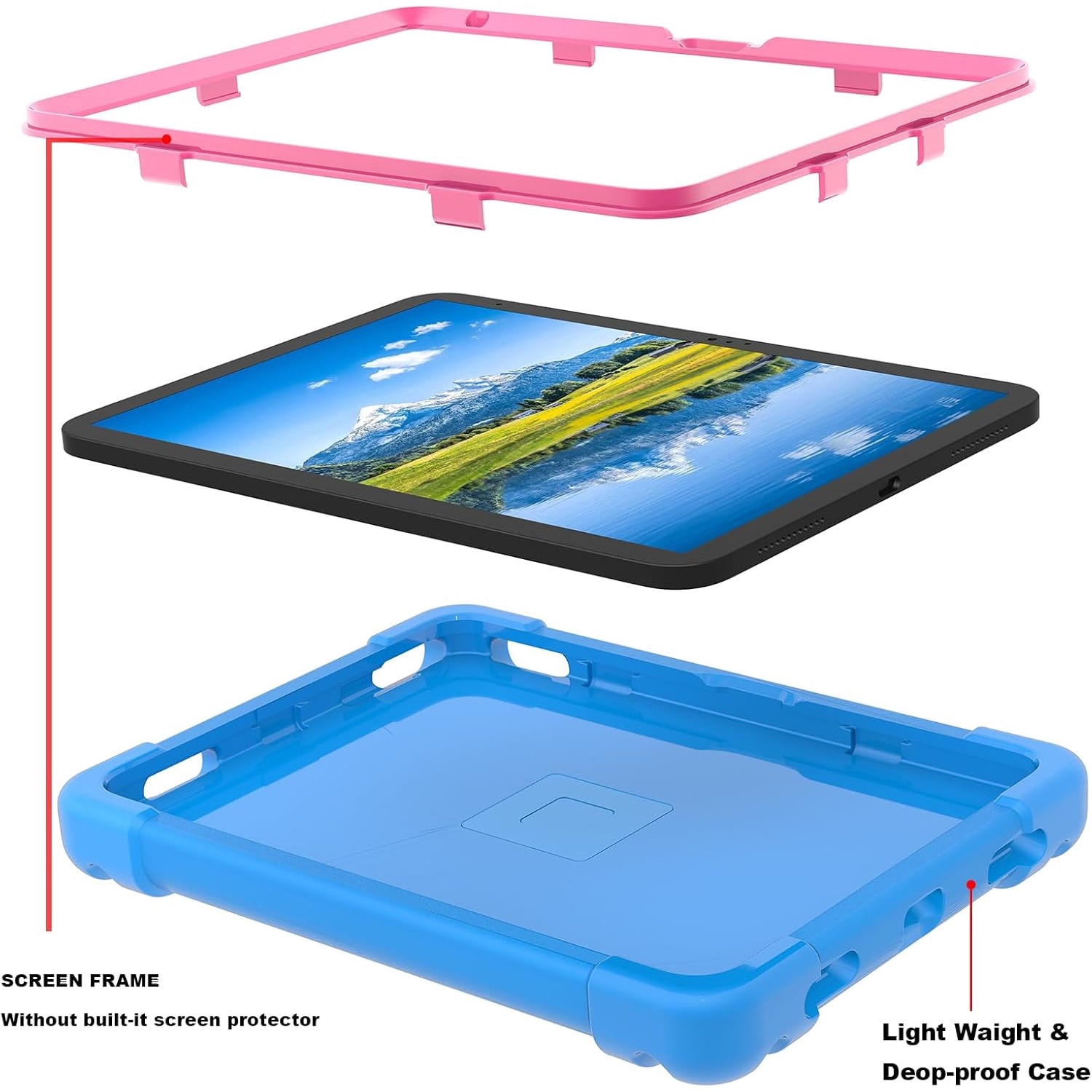 Husa Sigloo pentru tableta Apple iPad Air 11, Air 5, Air 4, (11/10.9 Inch), robusta, cu stand, usoara, rezistenta la socuri, prietenoasa cu copiii, albastru