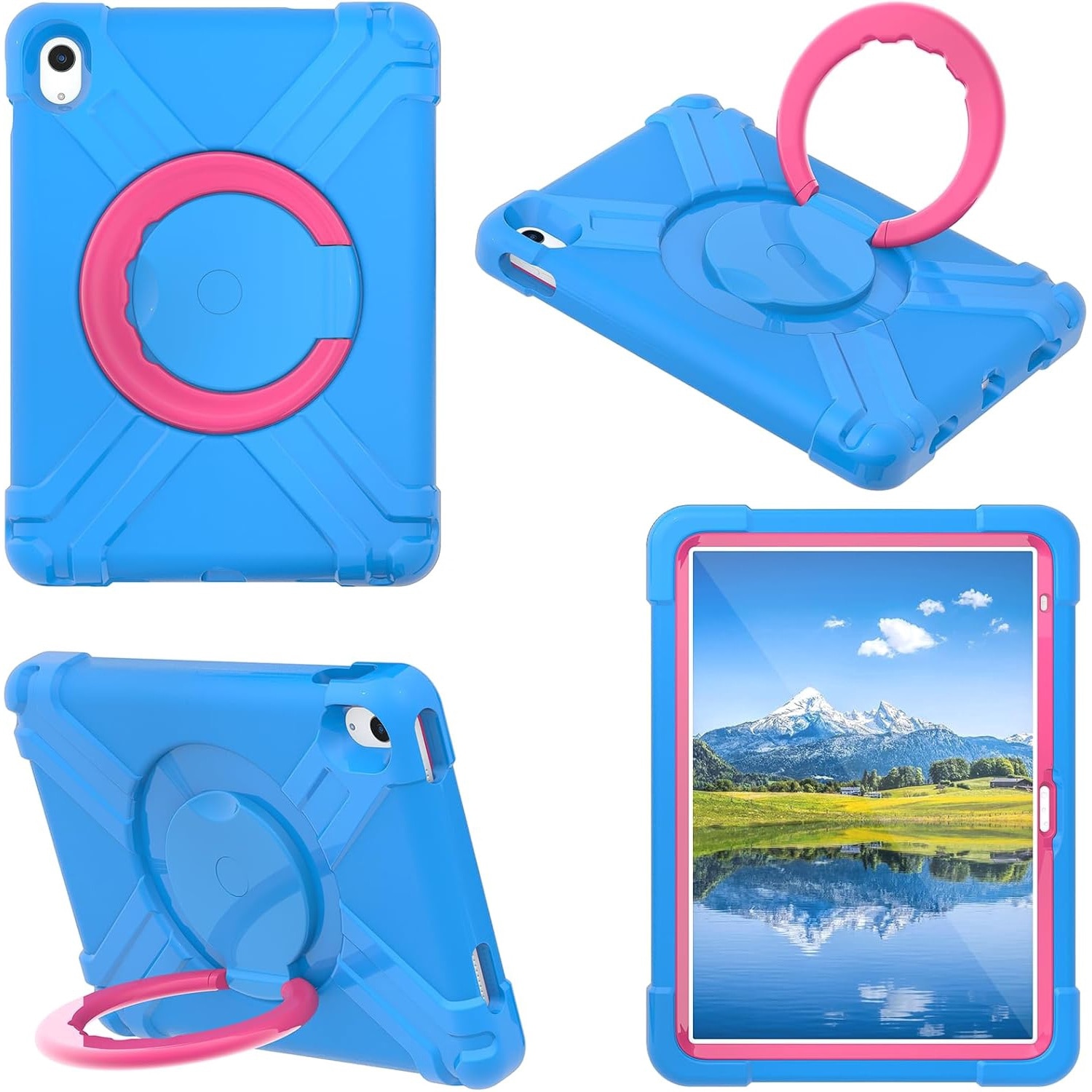 Husa Sigloo pentru tableta Apple iPad Air 11, Air 5, Air 4, (11/10.9 Inch), robusta, cu stand, usoara, rezistenta la socuri, prietenoasa cu copiii, albastru