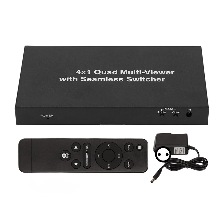 Splitter interfata multimedia HD 4 in 1 iesire 1080P Comutator interfata multimedia HD cu telecomanda 100‑240V