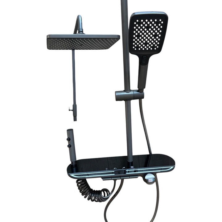 Coloana de dus completa, panou de comanda mare - 46cm, autonoma, joc de lumini, afisare temperatura apa, nu necesita conectarea la o sursa de energie, AVI-4832