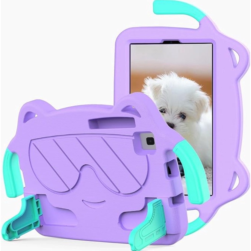 Husa protectie tableta pentru copii, compatibila cu Samsung Galaxy Tab A7 Lite 2021 8.7" (SM-T220/T225/T227), protectie pentru ecran, curea de umar, maner, mov