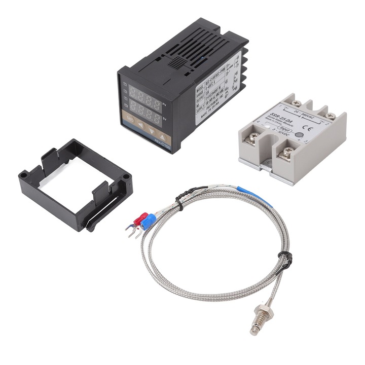 Kit termostat digital PID, rezistent la apa, de inalta precizie, raspuns rapid, controler de temperatura profesional REX C100 pentru ferma