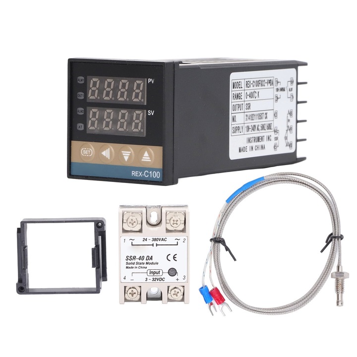 Kit termostat digital PID, rezistent la apa, de inalta precizie, controler de temperatura profesional PID REX C100 pentru ferma 100V-240V