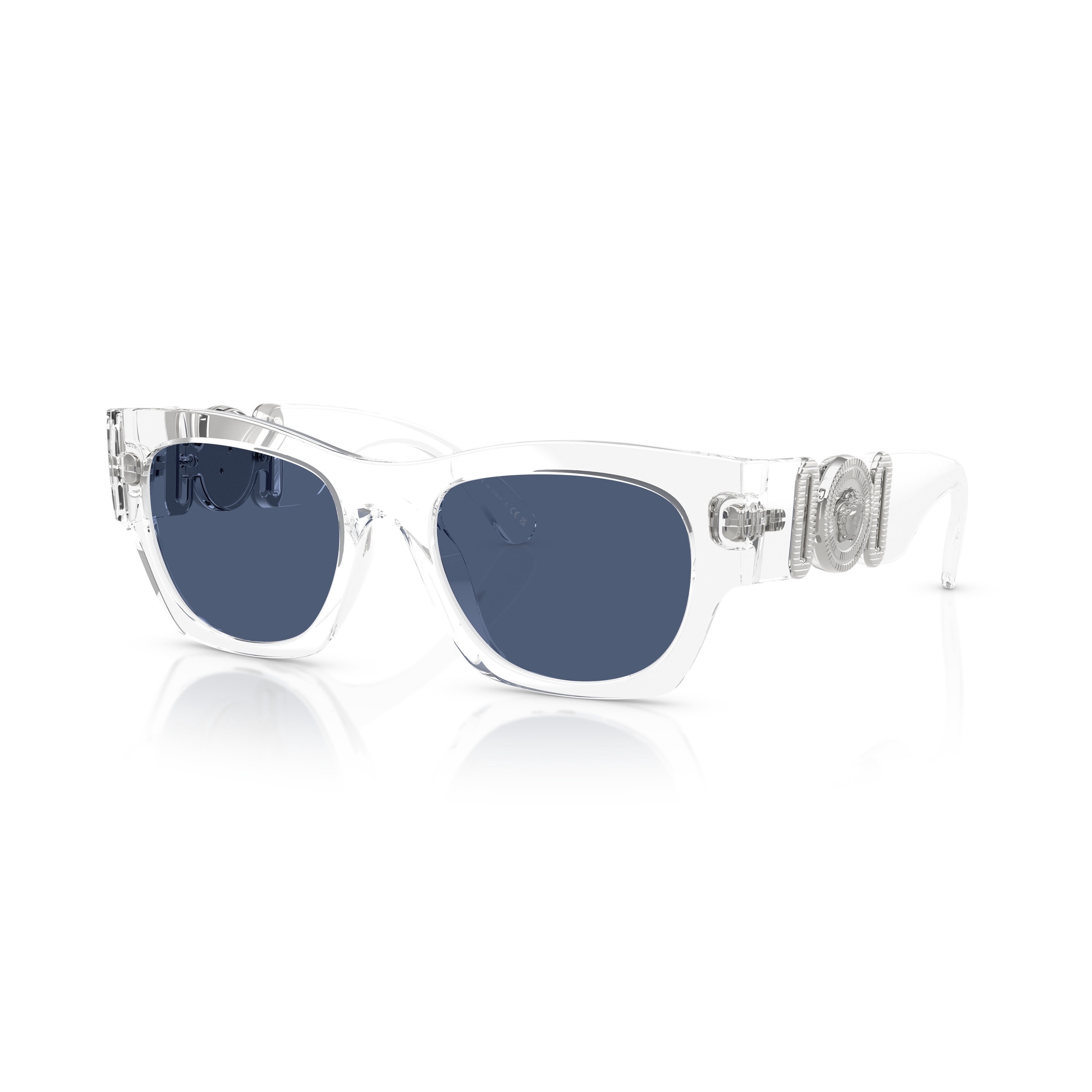 Versace, Ochelari de soare rotunzi supradimensionati VE4479U, Alb, 52-19-140