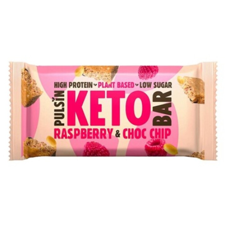 Baton Proteic Keto, Zmeura si Ciocolata, Pulsin, 50g