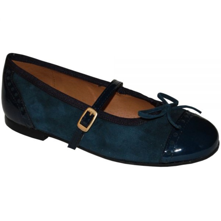 Pantofi Bleumarin din piele nabuc si piele lacuita (5087), Clarys, 37