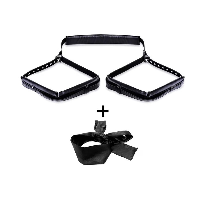 Set BDSM pentru cupluri, Vashoy, curele ajustabile, masca, negru, universal