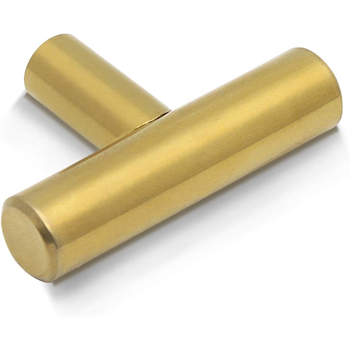 Set 4 manere mobila Probrico, din otel inoxidabil, 50mm lungime, 32 mm inaltime, aurii, forma T