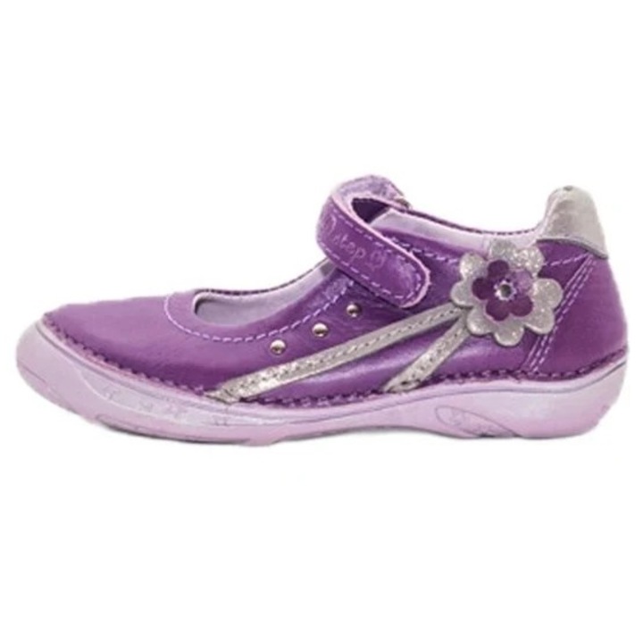 Balerini cu model floare, D.D.step, din piele, 046-605, Mov, 25