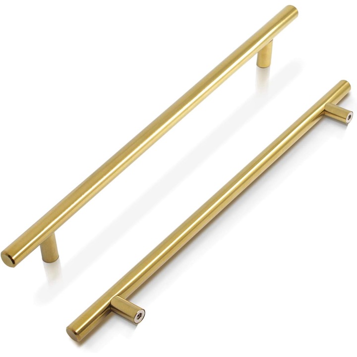 Set de 5 Manere pentru Mobilier, Probrico, din Otel Inoxidabil, in forma de T, Distanta gauri 256mm/Lungime 320mm, auriu