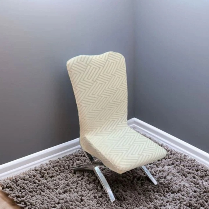 Husa pentru scaun cu spatar, elastica, model reliefat, ecru, 41x56cm