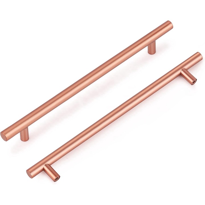 Set de 15 Manere pentru Mobilier, Probrico, din Otel Inoxidabil, in forma de T, Distanta gauri 224mm/Lungime 288mm, roz - auriu
