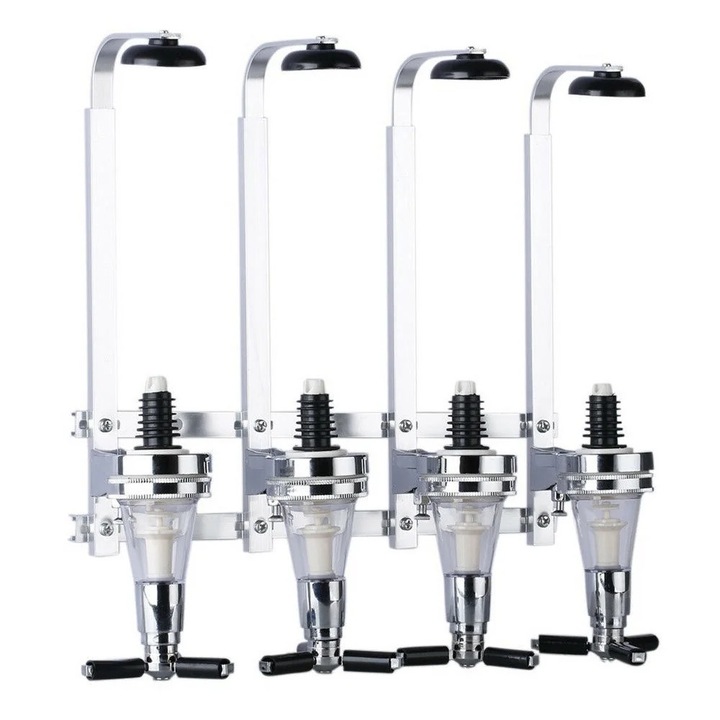 Диспенсър за вино, Стенен, 4 бутилки, алуминий, 39x13x35см