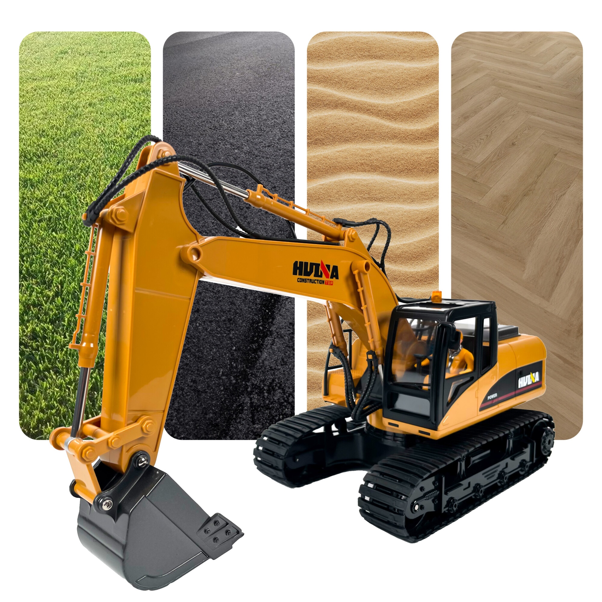 Excavator RC, Huina, 1535-1, 1:14, 15 canale, 3 unelte