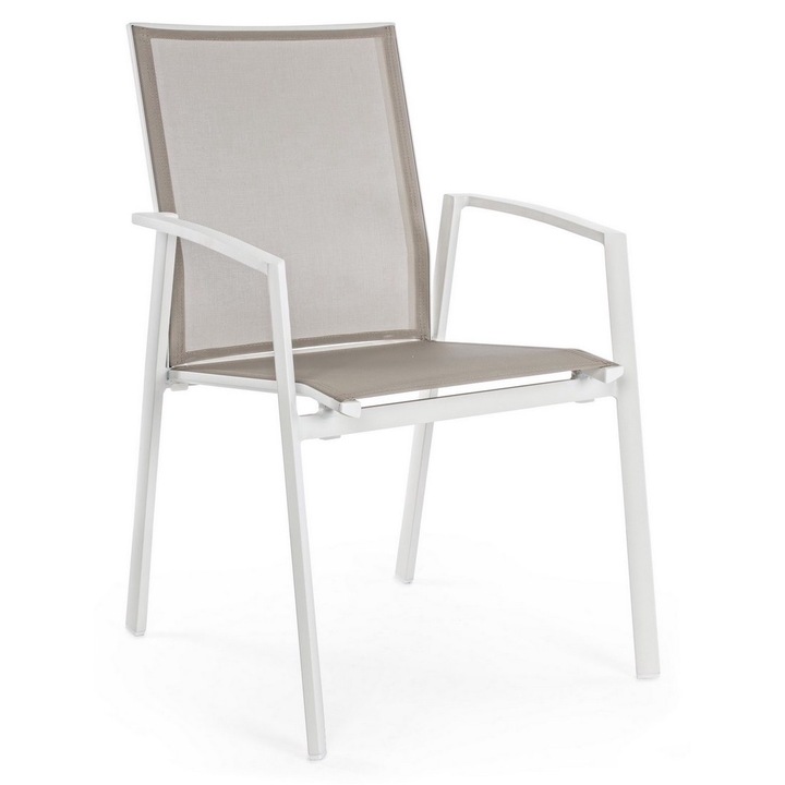 18 db-os kerti szék szett alumínium fehér textilén taupe Cruise 57x57x87,5 cm