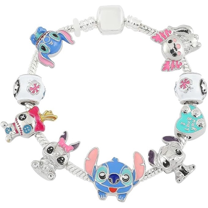 Bratara Stitch pentru Fete, 21cm, Inox, Multicolor