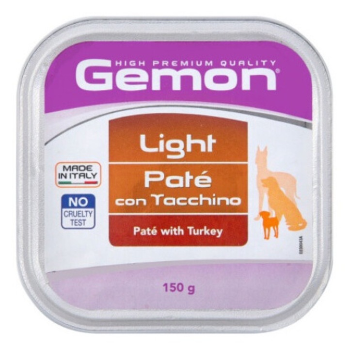 Hrana, Monge, Umeda, Pentru Caini, Gemon Light, Adult, Pate Cu Curcan, 150 g