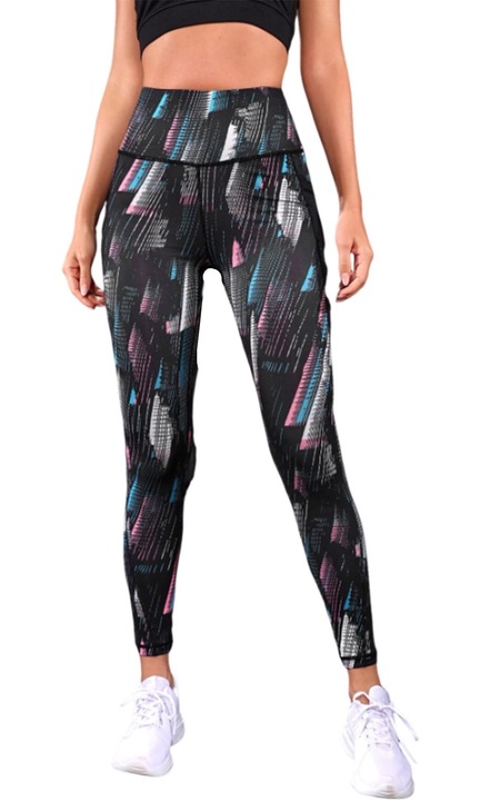 Colanti dama, TREXORA, inalti, multicolor, pentru fitness, yoga, L