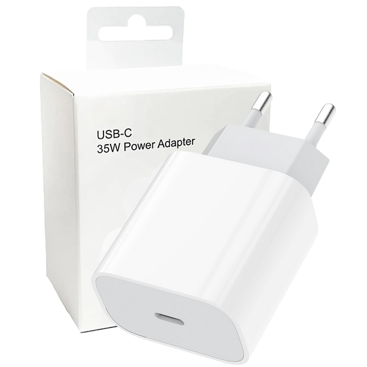 35W USB C адаптер зарядно за iPhone 16/15/Pro/Pro Max/AirPods, бял