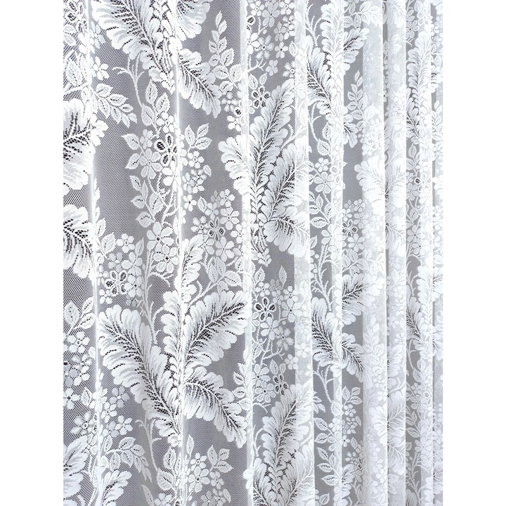 Perdea Trei Stejari, model 75955, cu feriga, 300 X 240cm, alba