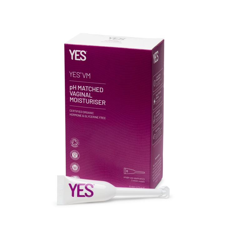 Gel Vaginal Hidratant YES Gel Hidratant Vaginal Moisturizer Certificat Organic pentru Sanatate Intima, Uscaciune Vaginala, Atrofie Vaginala, Calmant pentru Iritatie Vaginala, Menopauza. Aplicator, 6 buc x5ml - YES