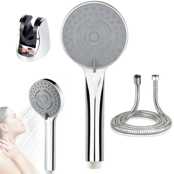 Set dus cu cap de dus multifunctional, 1.5m furtun din otel inoxidabil, 23.5x9.5x3cm