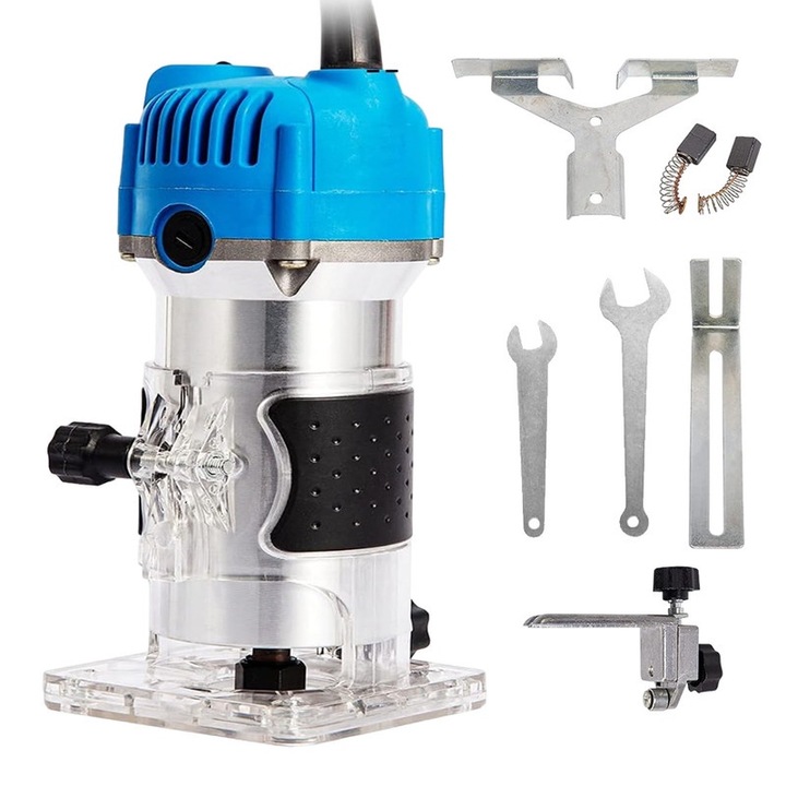 Elektromos router 800W, 30000 ford./perc, 6,35 mm, tartozékokkal, 202x88x80mm