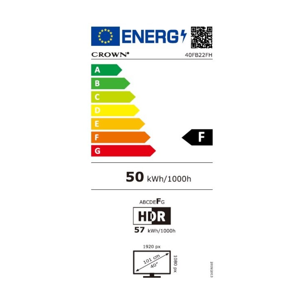Televizor LED Crown 40FB22FH, Full HD, 1920x1080, 101 cm, VESA 200 X 100, Clasa F, Negru