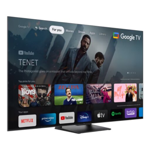 Televizor TCL 75QLED870 QLED, 190 cm, 4K UHD, HDR, Smart TV, control vocal, Google TV, 144 Hz