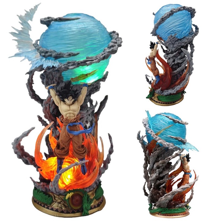 Son Goku figura, 25 cm, ABS és PVC, LED fényeffektusokkal, dekoráció Dragon Ball rajongóknak