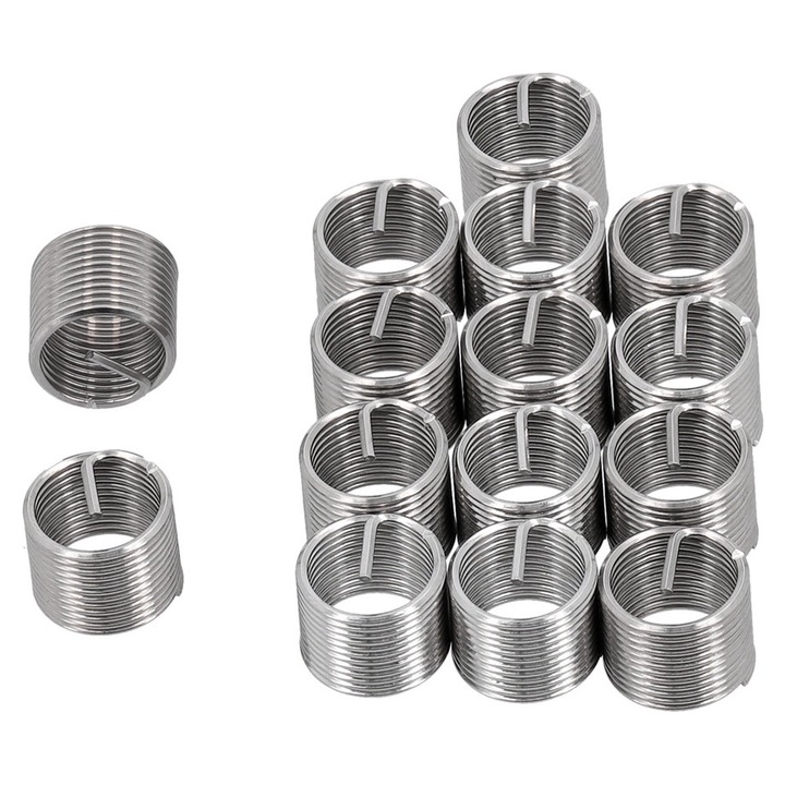 Комплект спирални вложки YATO за ремонт на резби, размер M10 x 1,25 x 15 mm, 15 части