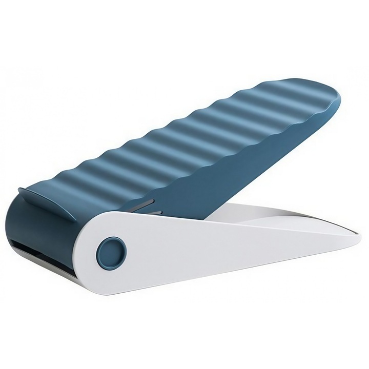 Suport pentru Pantofi, Leski, cu Doua Straturi, Organizator, Antiderapant si Durabil, Inaltime Reglabila, 25.5x11x7.5 cm, Albastru, 150 g