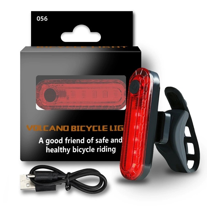 Lumini pentru biciclete, lumini spate ultra luminoase pentru biciclete, Baterie USB reincarcabila, 4 moduri de iluminare, IPX4 rezistent la apa si praf, Impermeabil, Usor de instalat, ABS, Plastic, rosie