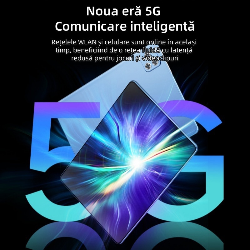 Tableta, 6+128GB, 10.1”, ecran IPS HD, Octa-Core, 5G Dual-Band WIFI, Bluetooth, senzor de gravitatie, design subtire si usor, Type-C, Peacock Blue