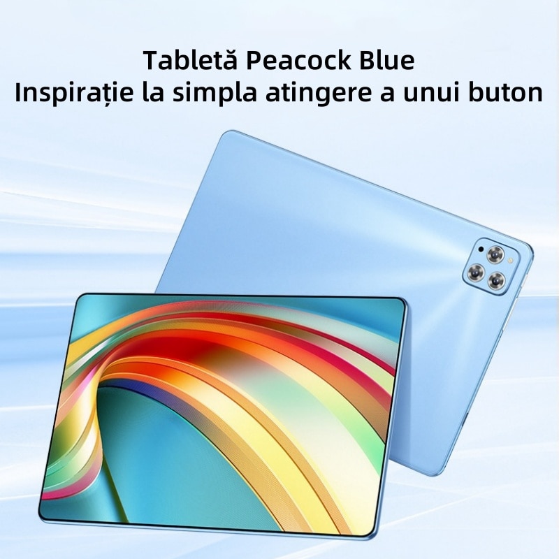 Tableta, 6+128GB, 10.1”, ecran IPS HD, Octa-Core, 5G Dual-Band WIFI, Bluetooth, senzor de gravitatie, design subtire si usor, Type-C, Peacock Blue