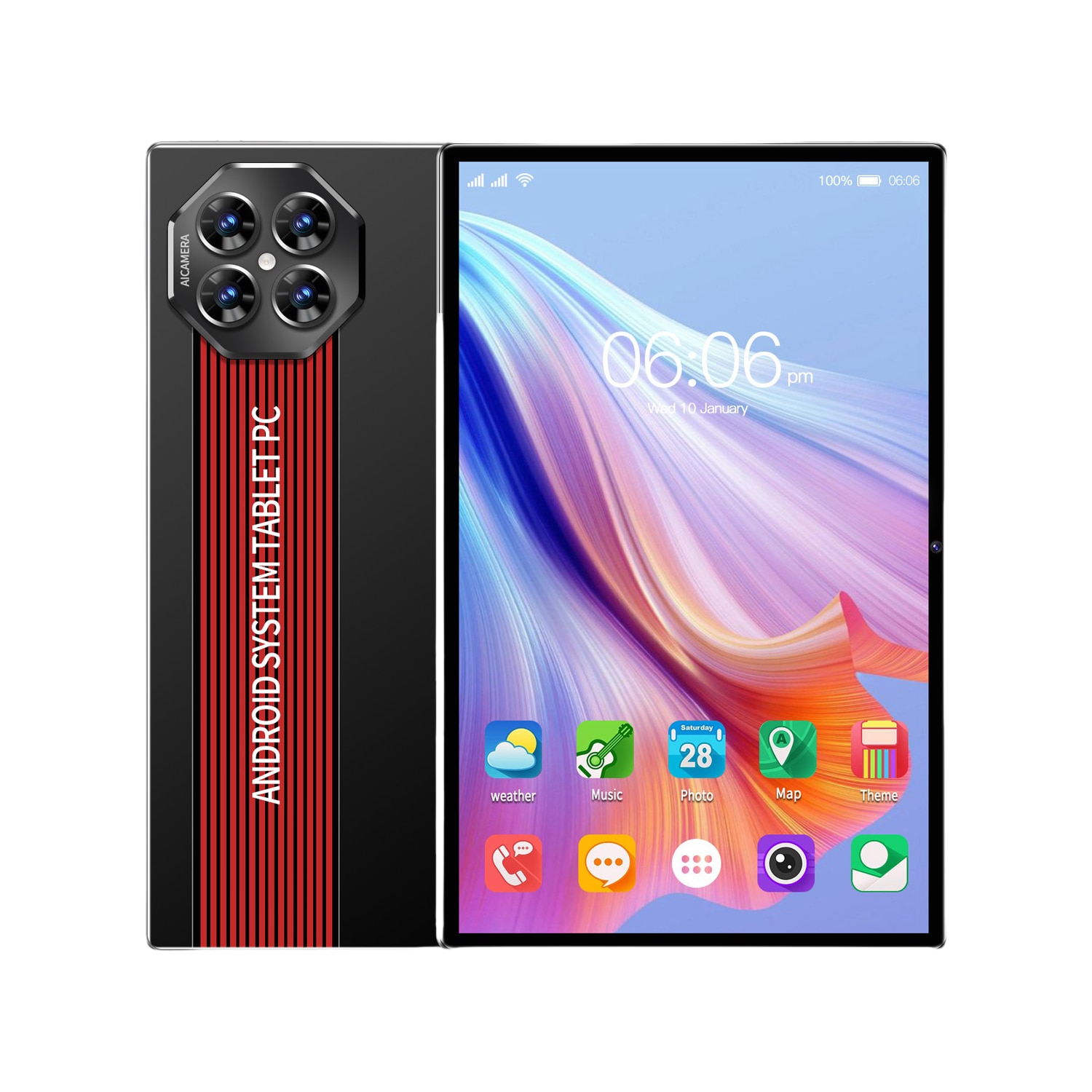 Tableta, 2+32GB, 10.1”, Ecran IPS HD, Deca-Core, WIFI, Bluetooth, Apelare maini libere, Dual SIM, Dual Standby, Navigatie GPS, Senzor de gravitatie, Recunoastere faciala, Design subtire, Negru