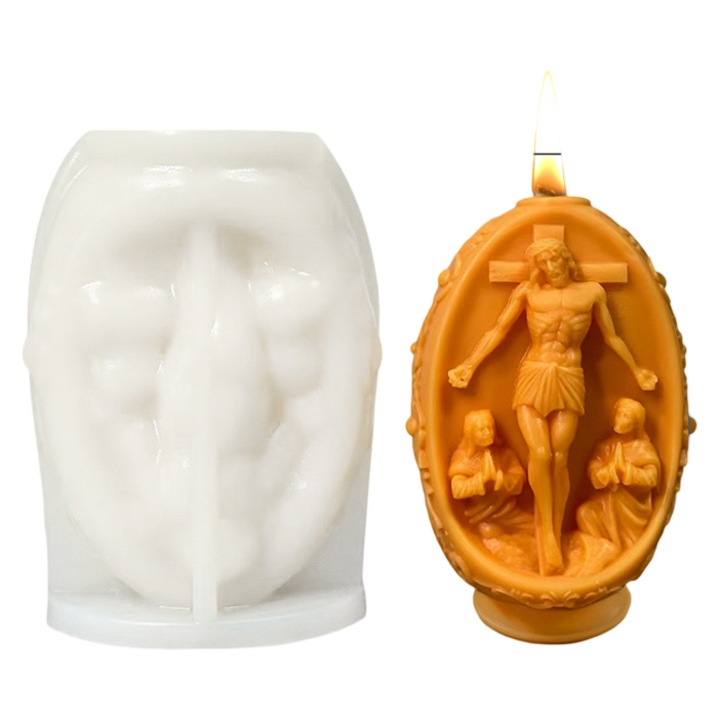 Matrita Silicon pentru lumanari decorative si sapun model ou pascal decorat religios