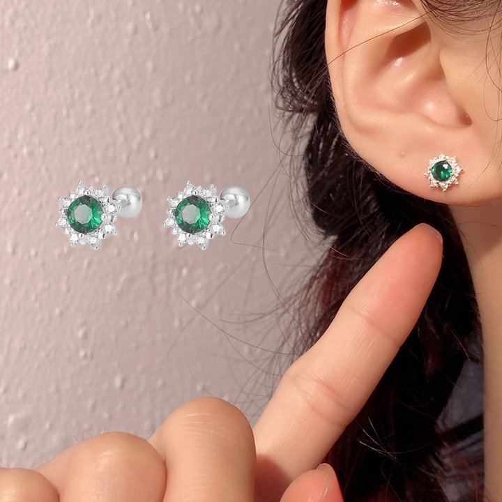 Set cercei din argint 999 cu zirconii, multicolor, 7.8x7