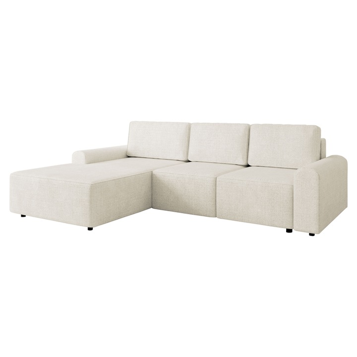 Coltar rabatabil Bezabi L Stanga, MIRJAN24, ecru, 168x258x85 cm