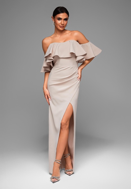 Макси вечерна рокля LARICA LA-OM-DLR065, Бежов