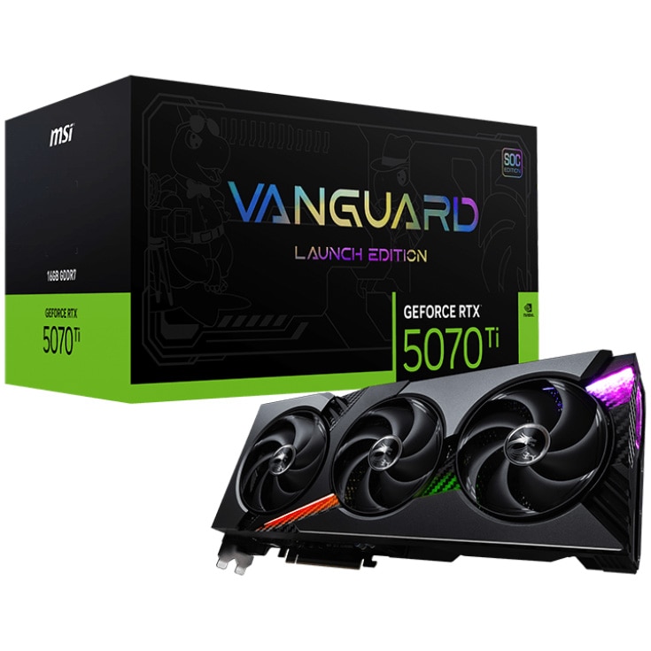 Placa Video MSI GeForce RTX™ 5070 Ti VANGUARD SOC LAUNCH EDITION, 16GB GDDR7, 256-bit