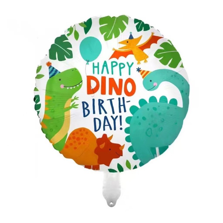 Round Aluminum Cartoon Dinosaur Balloon, 18 inch, For Party, Decoration