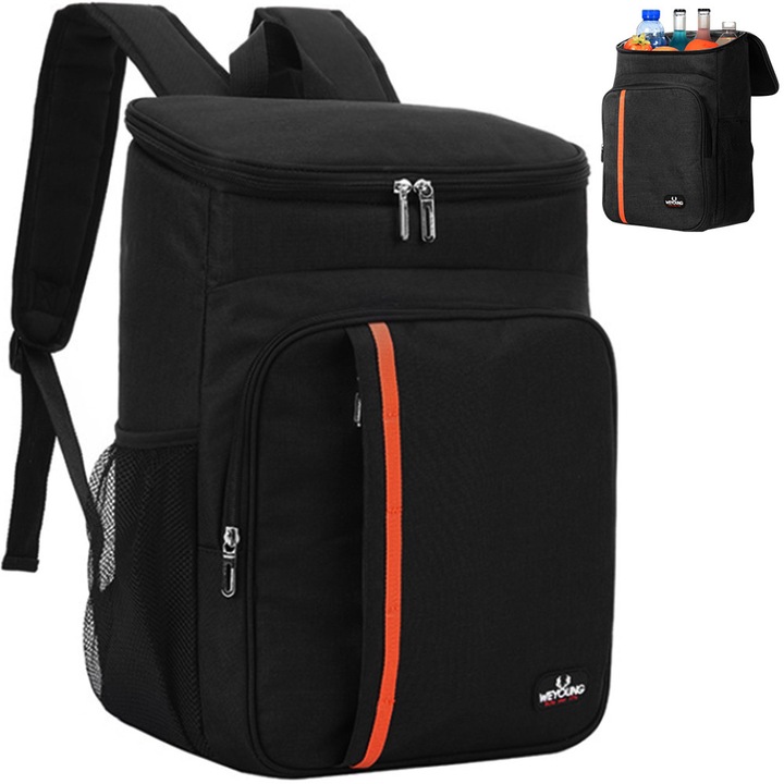 Rucsac multifunctional, 30L, impermeabil, negru, 29x19x42cm, pentru camping, calatorii
